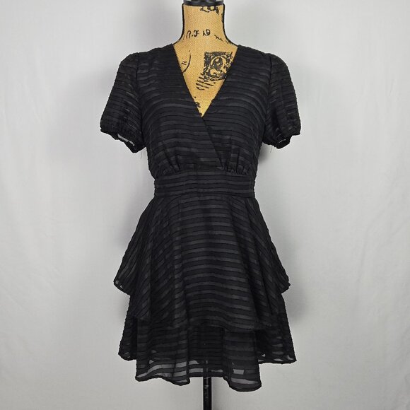 Mi Ami Pants - Mi Ami Black Tiered Romper L Coquette Balletcore Date Night Party